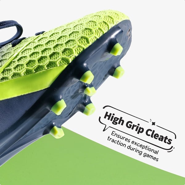 Boys & Girls High Top Youth Football Cleats - DARK BLUE NEON GREEN - 2
